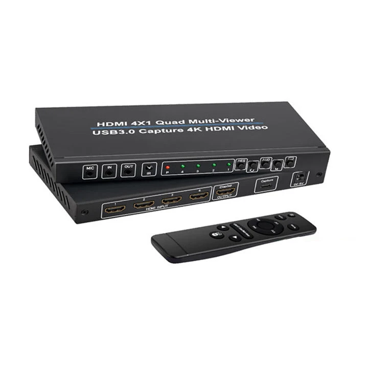 HDMI Multiviewer Switch HDMI 4X1Quad Multi{2}}tomoshabin USB3.0 4K HDMI videoni suratga olish 4K 1080p ni qoʻllab-quvvatlash 10 koʻrish rejimi